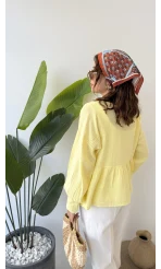 1032 - Nima Bağlama Detay Bluz - Sarı