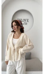 1032 - Nima Bağlama Detay Bluz - Taş