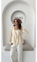 1032 - Nima Bağlama Detay Bluz - Taş