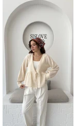 1032 - Nima Bağlama Detay Bluz - Taş