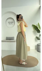 Niobe Lastikli Etek - Haki - 1254