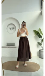 Niobe Lastikli Etek - Kahve - 1254