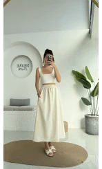 Niobe Lastikli Etek - Natural - 1254