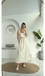 Niobe Lastikli Etek - Natural - 1254
