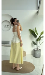 Niobe Lastikli Etek - Sarı - 1254