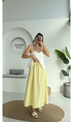 Niobe Lastikli Etek - Sarı - 1254