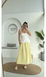 Niobe Lastikli Etek - Sarı - 1254