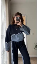 No-2 Denim Tasarım Dalgalı Takım