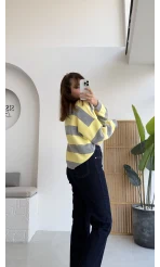 No:2 Petit Çizgili Kazak - Sarı - Kod: 34101
