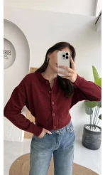 Noll Bordo Bisiklet Yaka Düğmeli Hırka