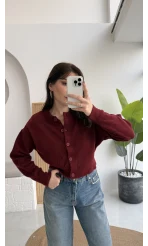 Noll Bordo Bisiklet Yaka Düğmeli Hırka