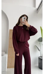 Nora Oys Sweet Pantolon Takım - Bordo
