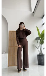 Nora Oys Sweet Pantolon Takım - Kahverengi