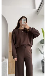 Nora Oys Sweet Pantolon Takım - Kahverengi