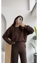 Nora Oys Sweet Pantolon Takım - Kahverengi