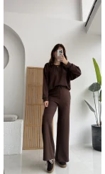 Nora Oys Sweet Pantolon Takım - Kahverengi
