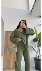Now V Yaka Triko Takım Çam Yeşili