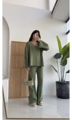Now V Yaka Triko Takım Çam Yeşili