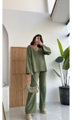 Now V Yaka Triko Takım Çam Yeşili