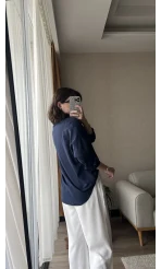 Nude Keten Lacivert Gömlek