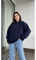 OBB Lacivert 3 İplik İçi Polarlı Sweat