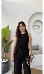 Odella Asimetrik Tunik Takım - Siyah - Kod: 8861