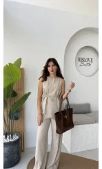 Odella Asimetrik Tunik Takım - Taş - Kod: 8861