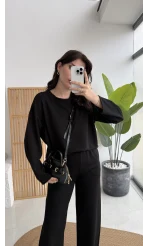 Olbia Uzun Kollu Modal Alt-Üst Takım - Siyah