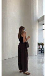 Olıvıa Çizgili Balon Pantolon - Acı Kahve - Kod: 031748