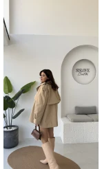 Gemma Kısa Trençkot - Bej - Kod: 7556