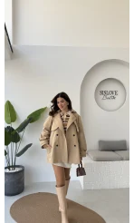 Gemma Kısa Trençkot - Bej - Kod: 7556