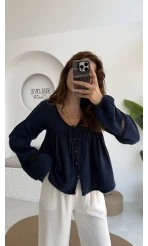 Peri İnci Detay Lacivert Bluz