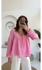 Peri İnci Detay Pembe Bluz
