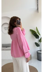Peri İnci Detay Pembe Bluz