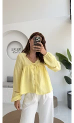 Peri İnci Detay Sarı Bluz
