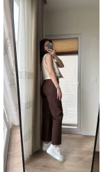 Önü Cepli Tasarım Acı Kahve Jean