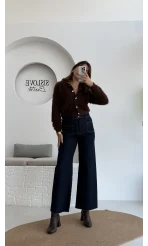 Önü Cepli Tasarım Lacivert Jean Pantolon