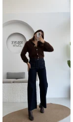 Önü Cepli Tasarım Lacivert Jean Pantolon