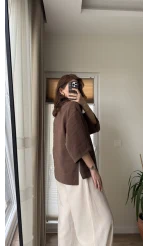 Önü Düğmeli Gömlek - Kahve