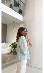 Önü Düğmeli Gömlek - Bebe Mavi - Kod 4961