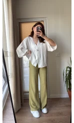 Önü Düğmeli Gömlek - Beyaz