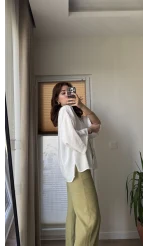 Önü Düğmeli Gömlek - Beyaz