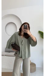 Önü Düğmeli Gömlek - Çağla Yeşili