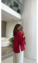 Önü Düğmeli Gömlek - Fuşya - Kod 4961