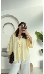 Önü Düğmeli Gömlek - Sarı