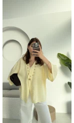 Önü Düğmeli Gömlek - Sarı