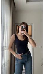 Önü Düğmeli Massi Body Lacivert