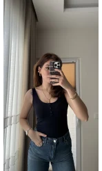 Önü Düğmeli Massi Body Lacivert