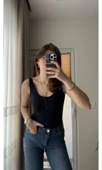 Önü Düğmeli Massi Body Lacivert