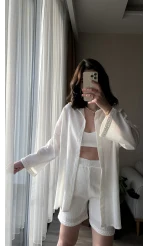 Örgü Model Kimono Şort Takım